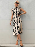 Robe Midi Imprimé Abstrait | Élégante | Moderne et Chic