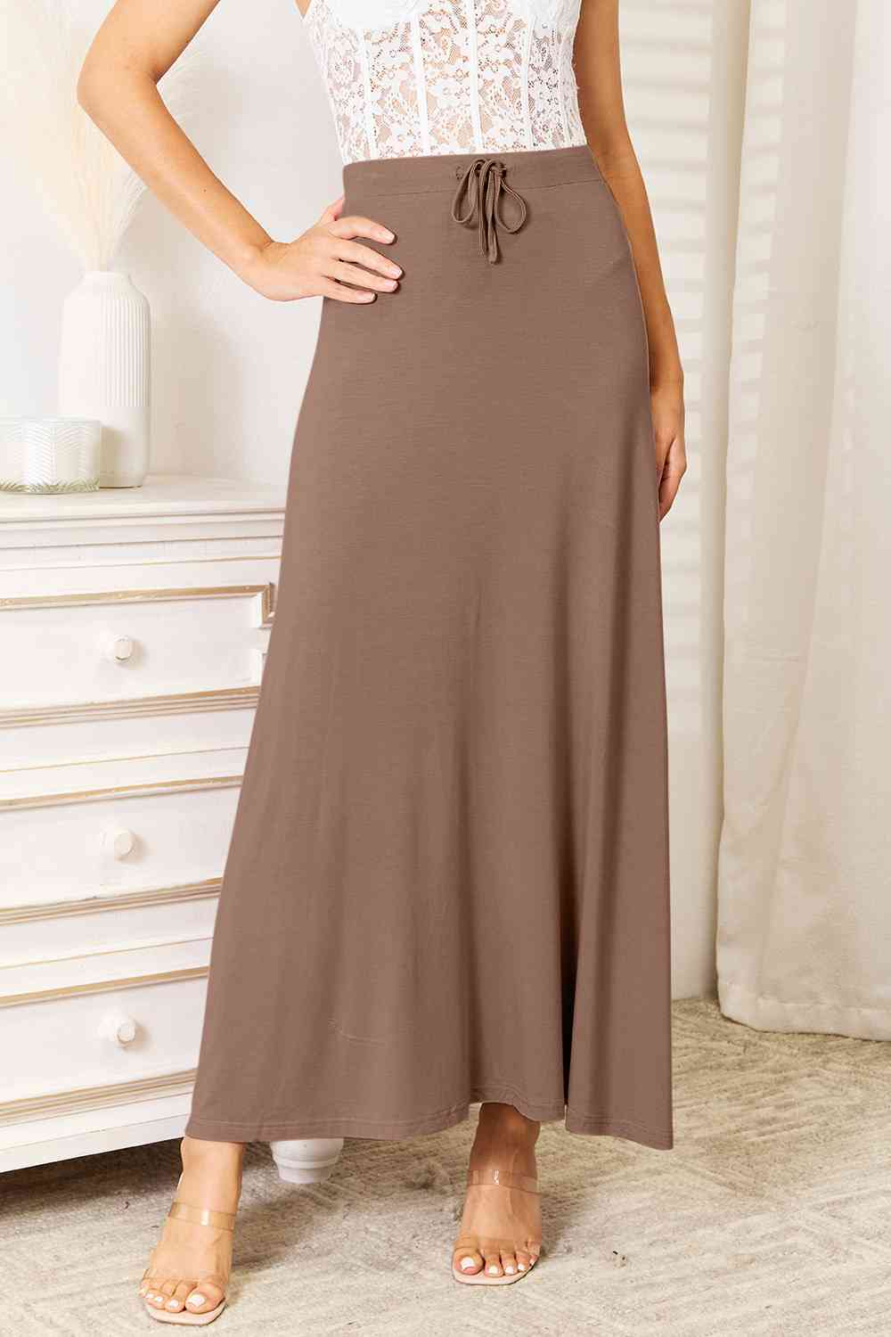 Jupe Longue Taille Haute | Ceinture Ajustable | Élégante et Fluide