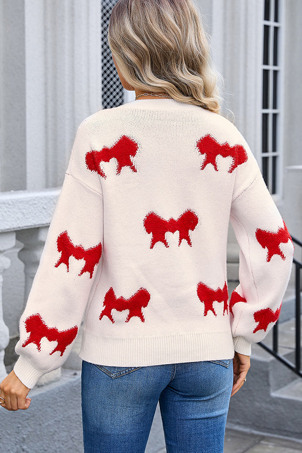 Pull Tricoté Motif Nœud | Doux & Féminin | Charme Décontracté