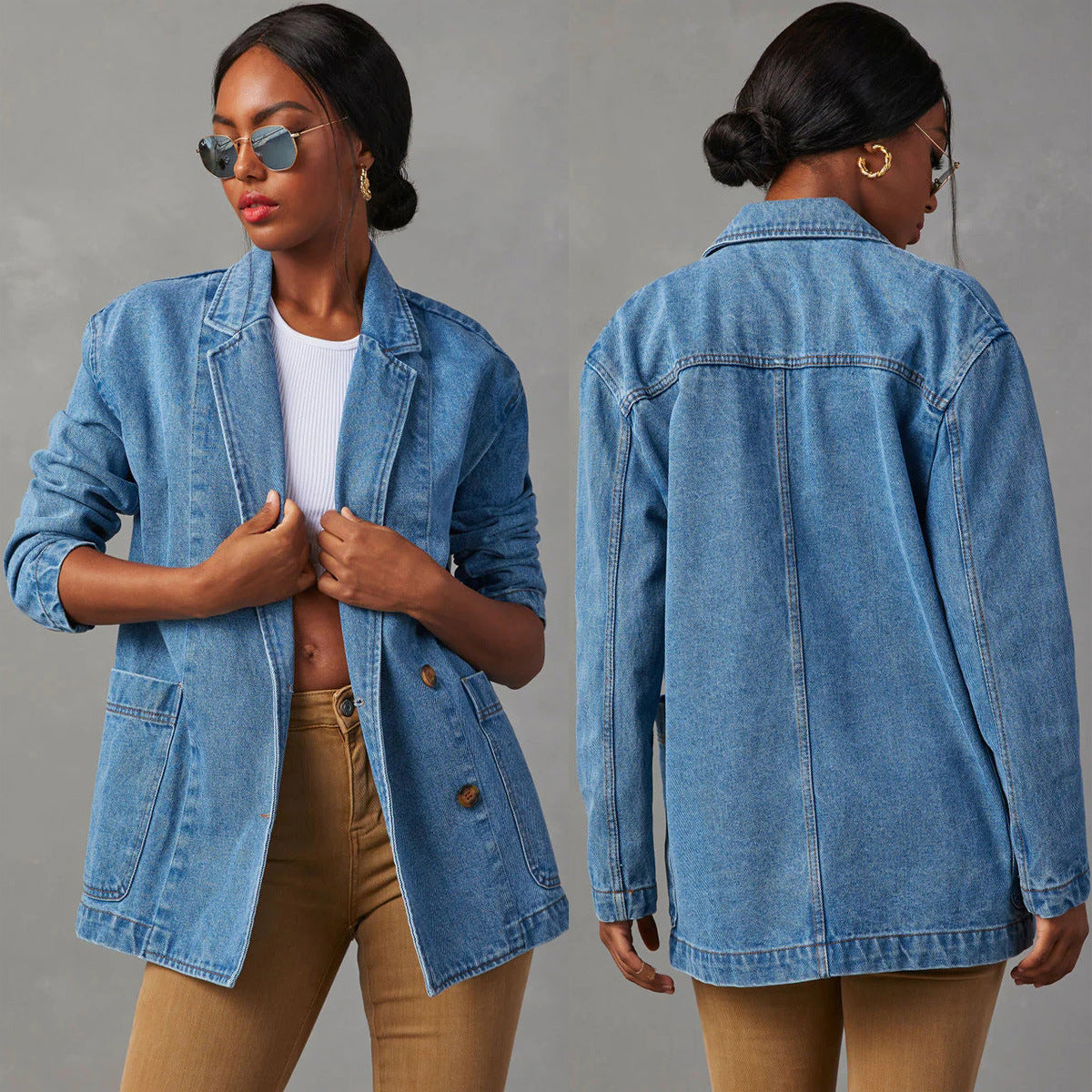 Veste Blazer en Jean | Coupe Décontractée | Basique du Quotidien