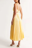 Robe Midi Plissée Satinée | Élégante et Intemporelle | Parfaite pour Mariages et Événements d'Été