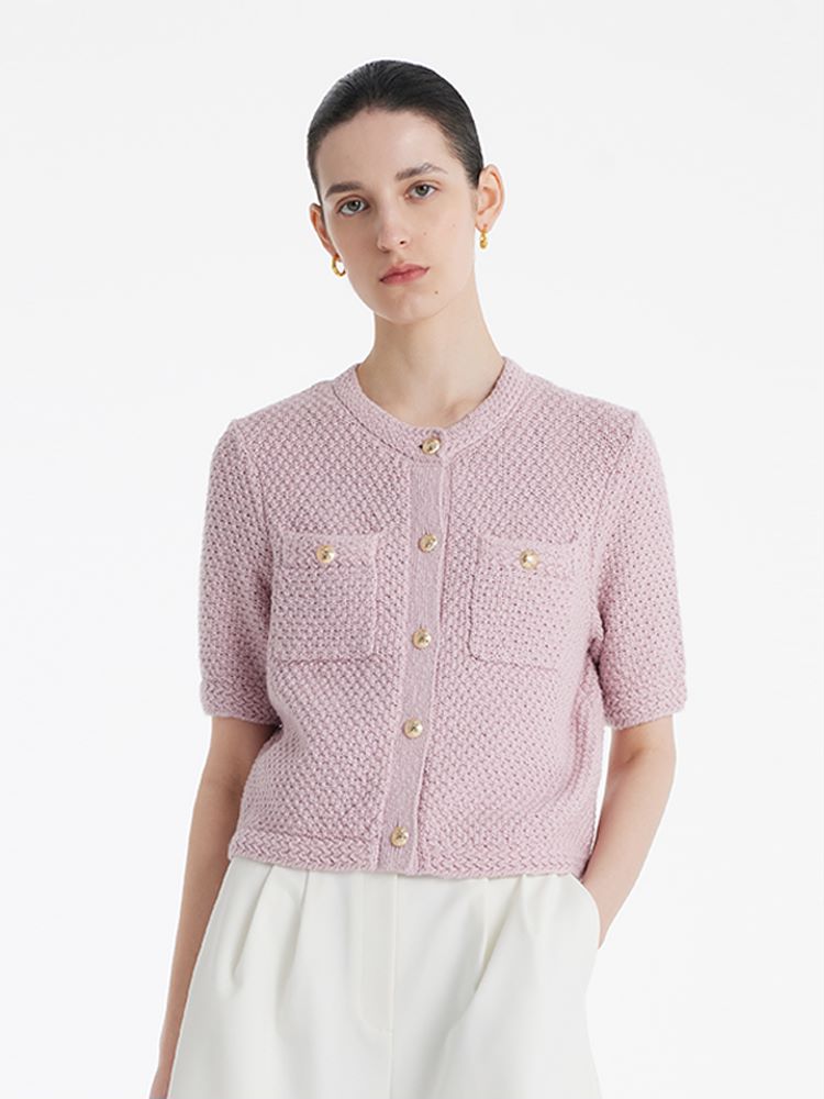 Gilet en Maille Texturée | Manches Courtes | Élégant & Minimal