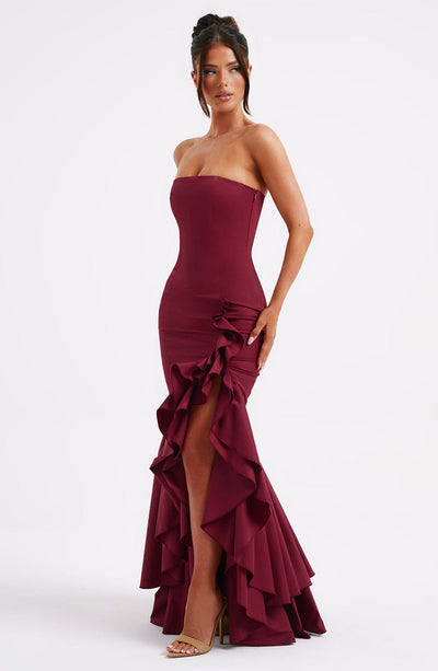 Robe Bustier à Volants | Élégante & Glamour | Parfaite pour Mariages et Grandes Occasions