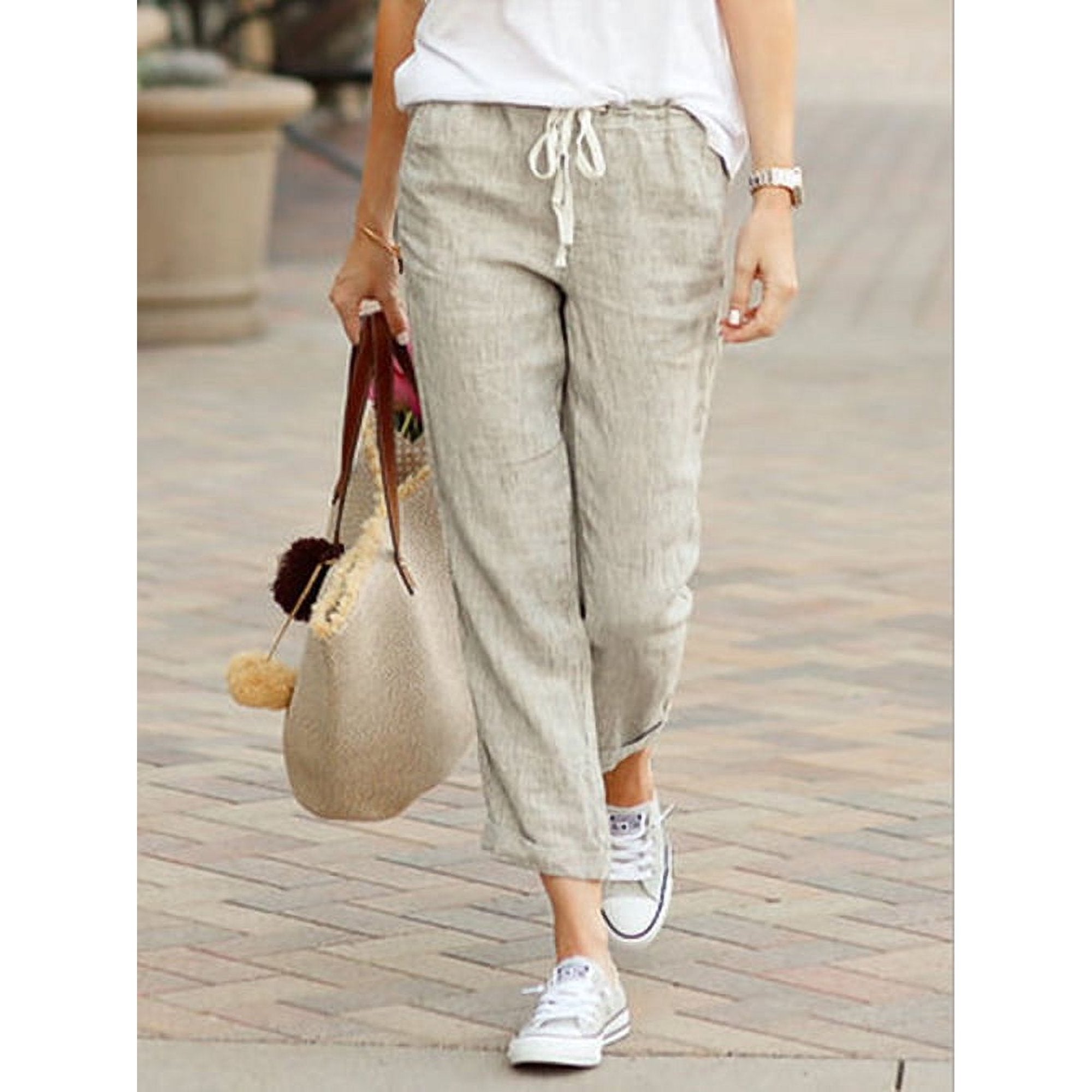 Pantalon en Lin à Cordon | Coupe Décontractée | Léger et Confortable