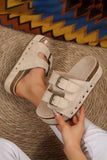 Sandales à Boucles Plateforme | Effet Suédine | Confortables et Stylées