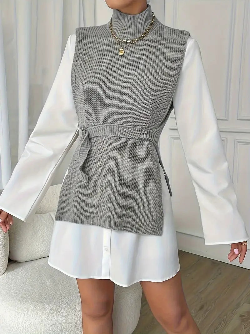 Pull Sans Manches Col Roulé | Élégant & Polyvalent | Idéal pour Superposer