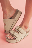 Sandales à Boucles Plateforme | Effet Suédine | Confortables et Stylées