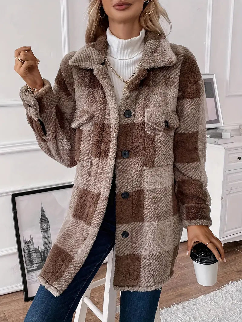 Veste en Sherpa à Carreaux | Douillette & Tendance | Idéale pour l’Hiver