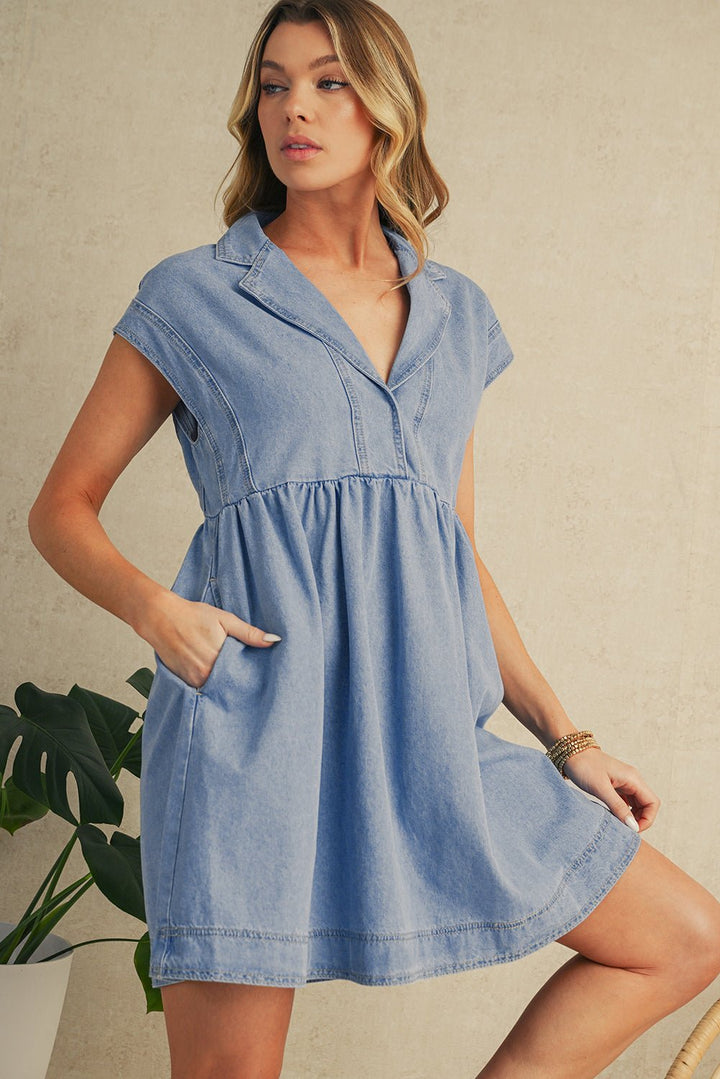 Robe Courte en Denim | Bleu Beau | Légère et Décontractée