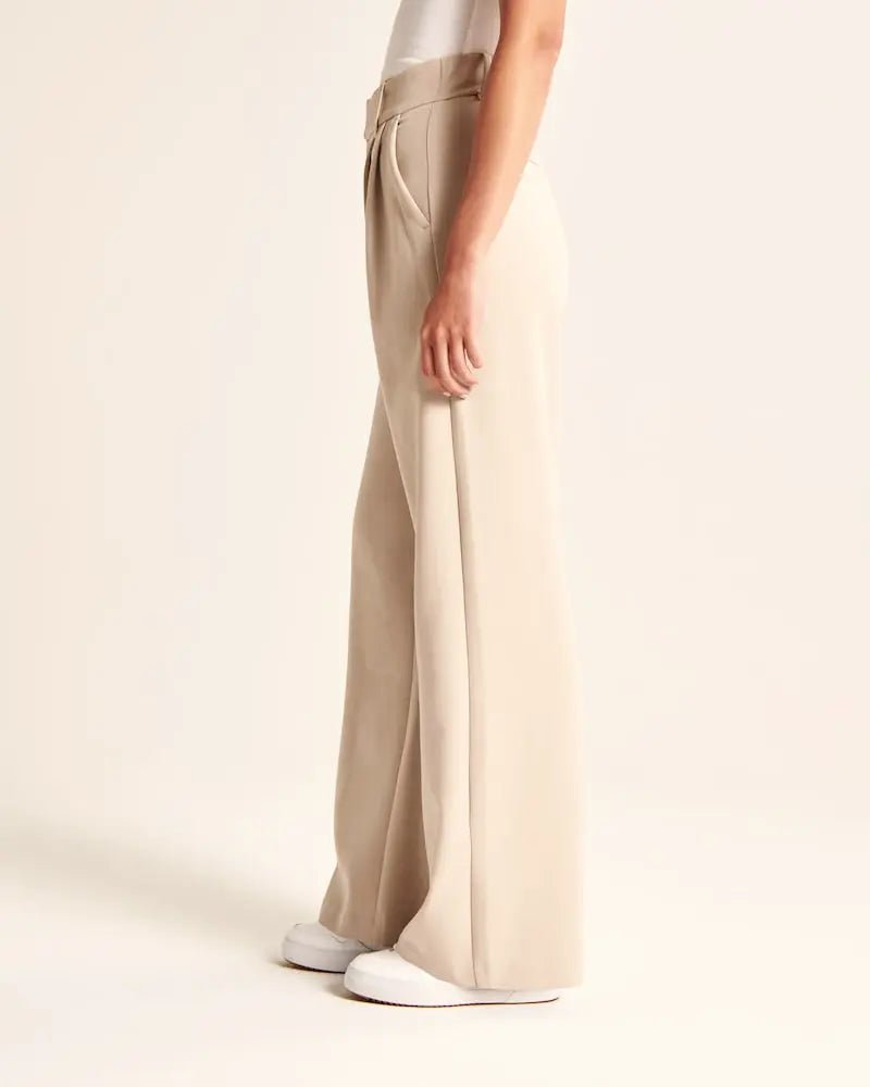 Pantalon Large | Ton Neutre Élégant | Mélange de Lin Doux