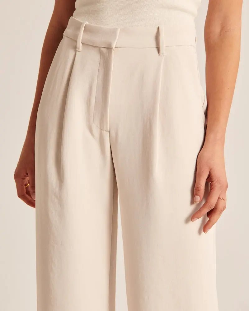 Pantalon Large | Ton Neutre Élégant | Mélange de Lin Doux