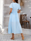 Robe Midi Plissée à Boutons | Chic Estival | Élégance Légère