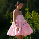 Robe Courte à Volants Superposés | Bretelles Fines | Fluide et Féminine
