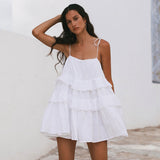 Robe Courte à Volants Superposés | Bretelles Fines | Fluide et Féminine