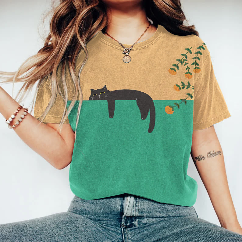 T-shirt Graphique Chat Relax | Imprimé Ludique | Doux & Décontracté