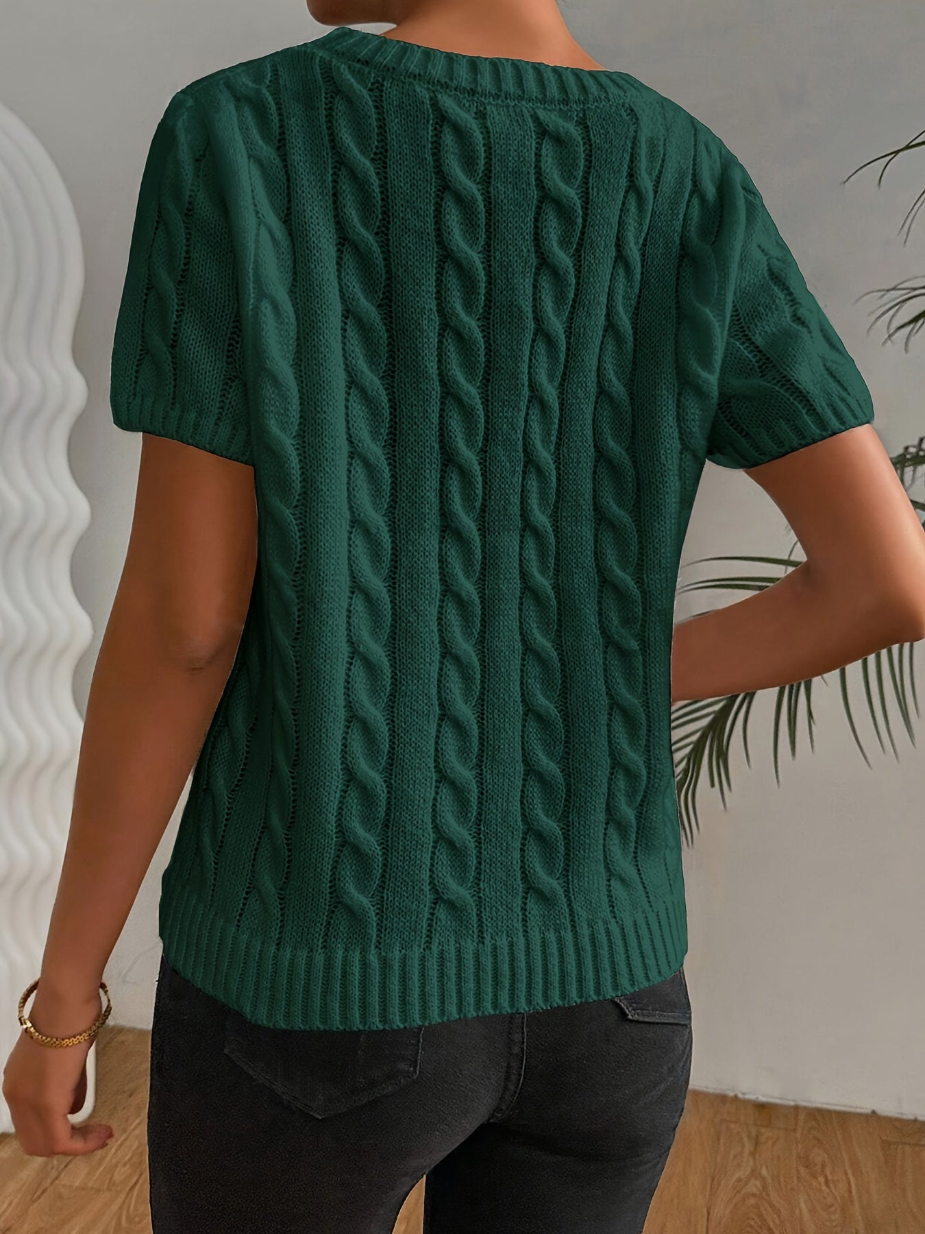Pull Maille Torsadée Manches Courtes | Élégant & Confortable | Chic au Quotidien