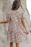 Robe Fleurie à Manches Bouffantes | Abricot | Légère & Féminine
