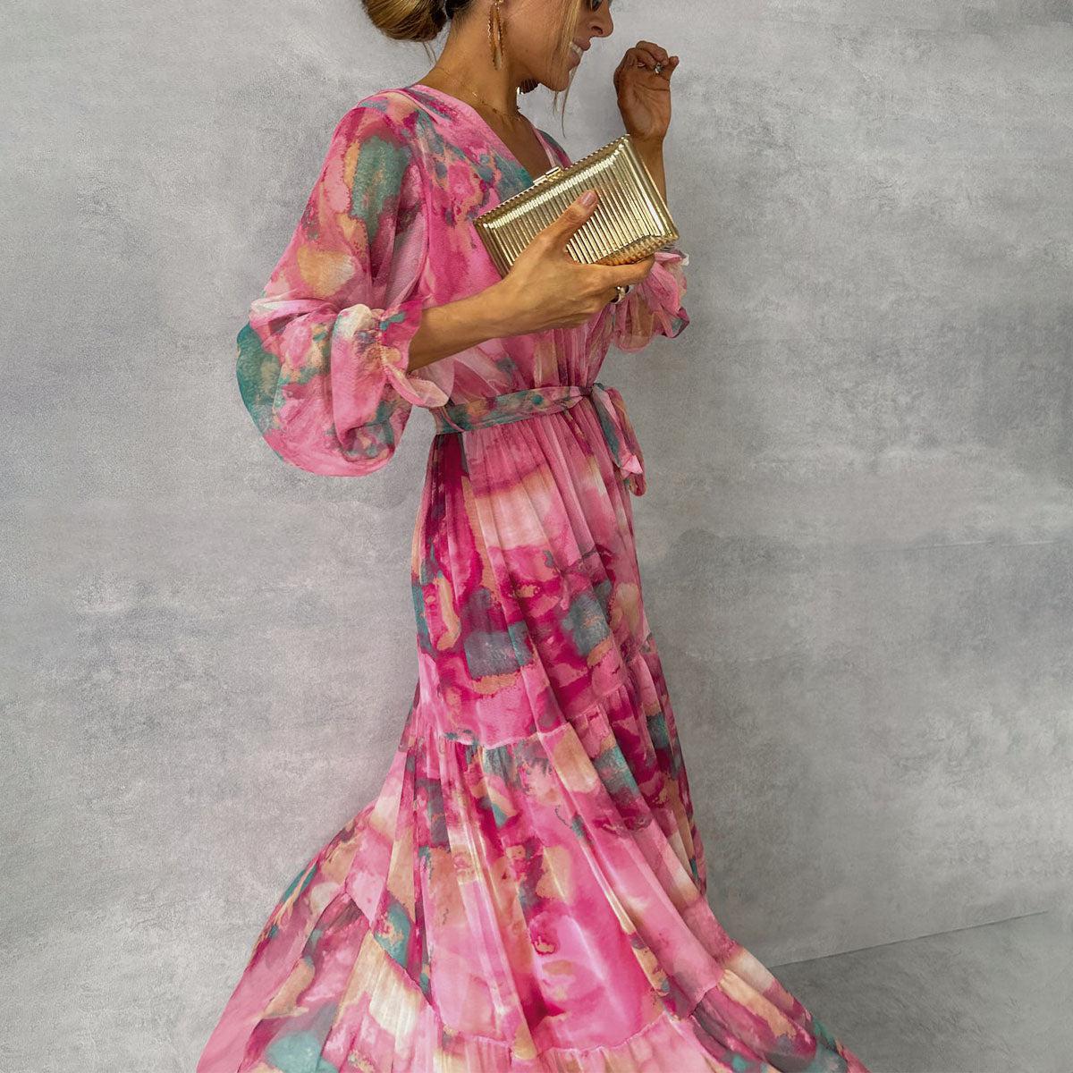 Robe Longue Portefeuille Fleurie | Romantique & Fluide | Parfaite pour les Mariages et Événements d'Été