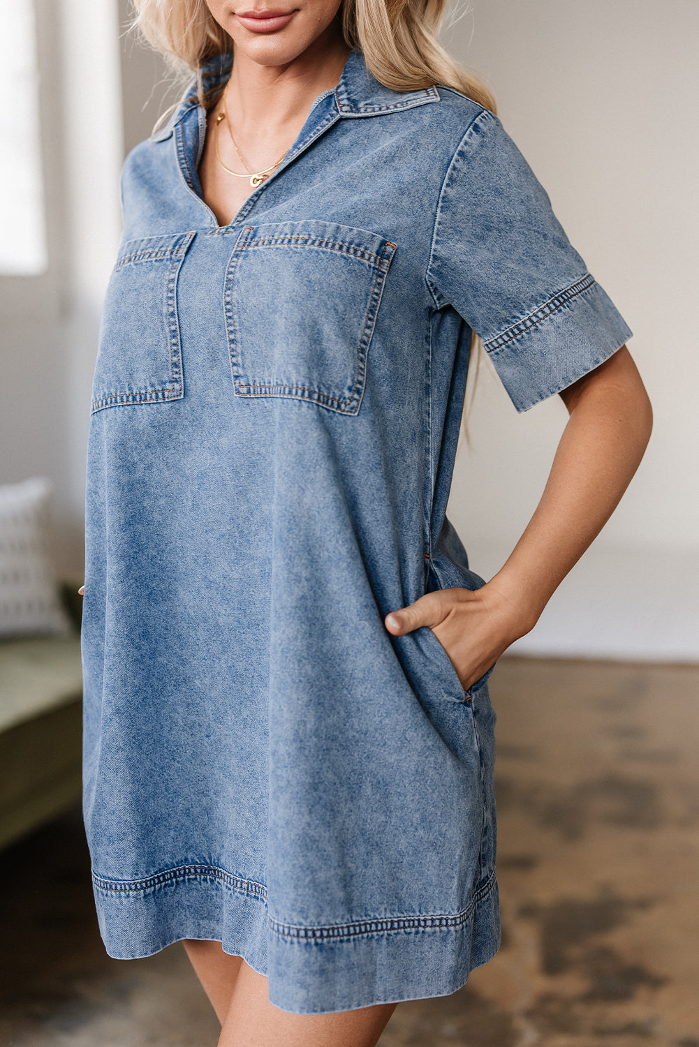Robe Chemise en Jean | Bleu Beau | Décontractée & Tendance