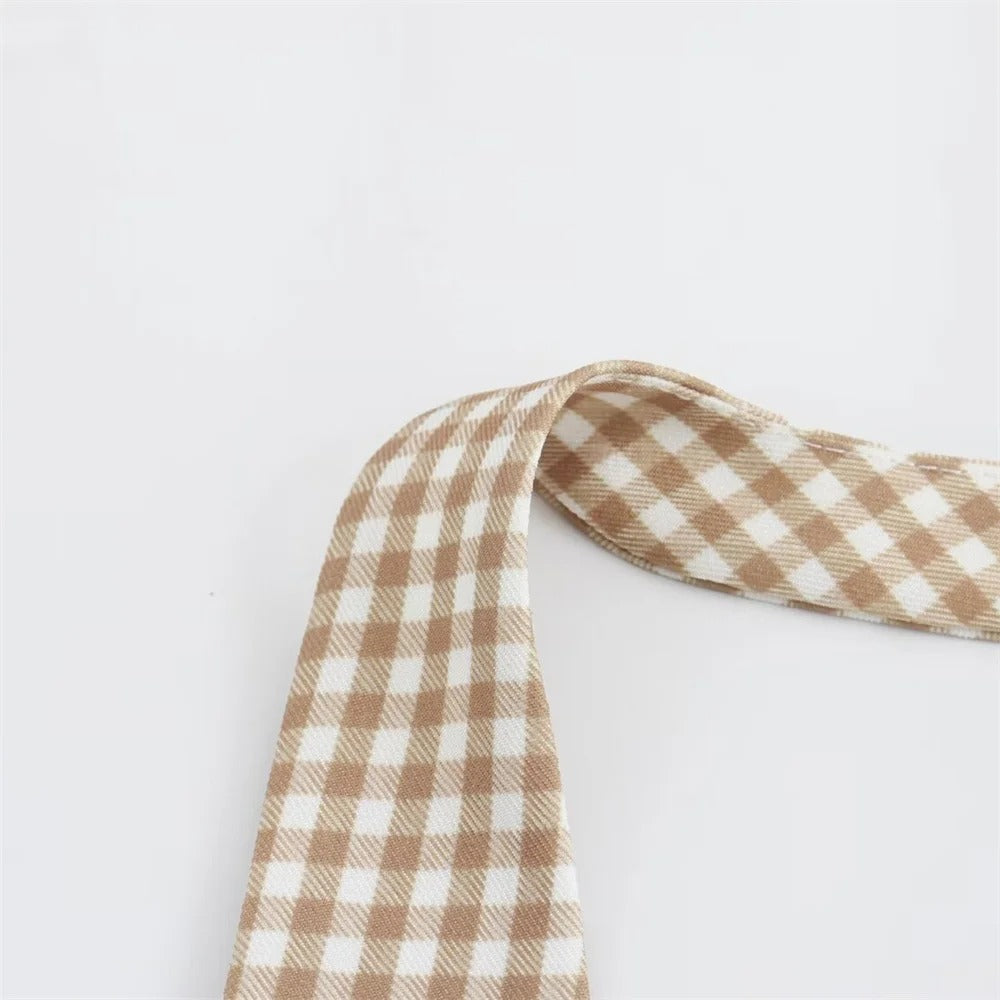 Robe courte vichy | Col américain noué | Détails à nouer | Style rétro estival