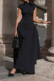 Robe Longue Élégante à Col Montant | Noire | Intemporelle et Sophistiquée