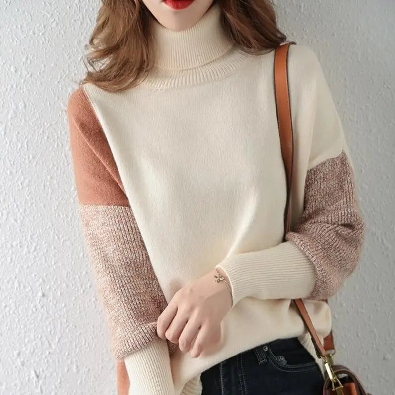 Pull Col Roulé Color Block | Douillet | Chic & Moderne