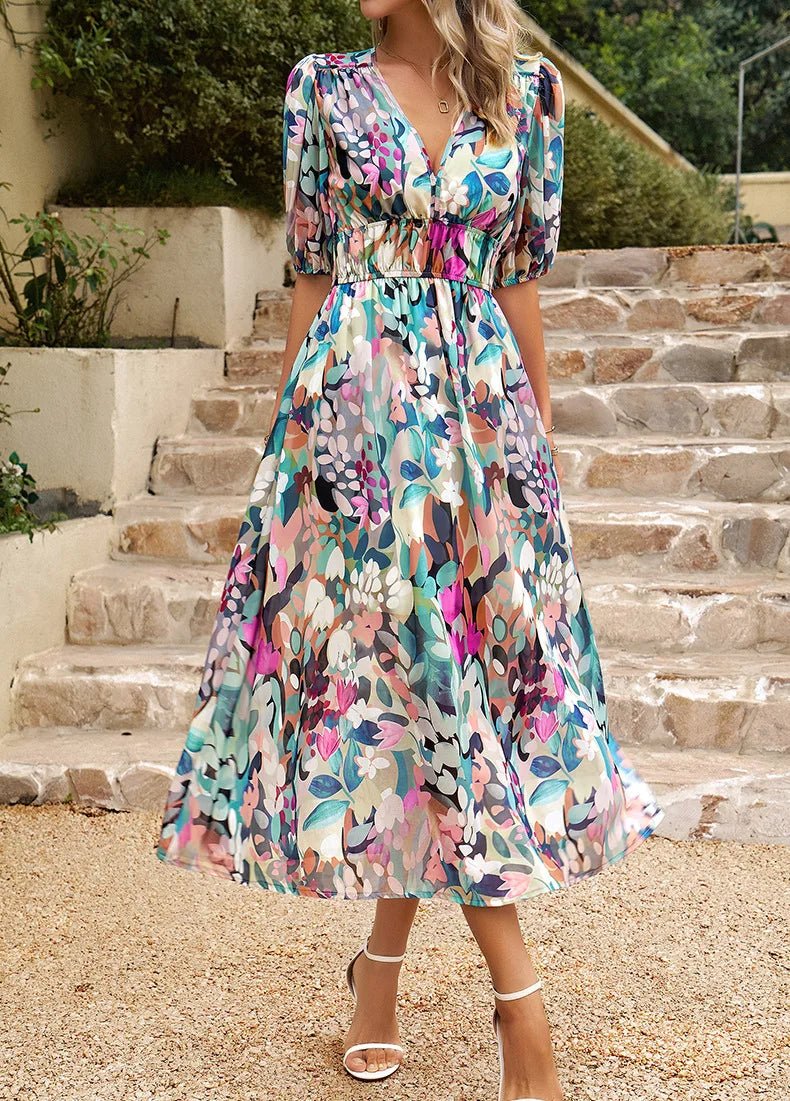 Robe Midi Fleurie | Chic d'Été | Légère et Colorée