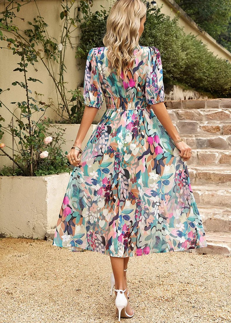 Robe Midi Fleurie | Chic d'Été | Légère et Colorée