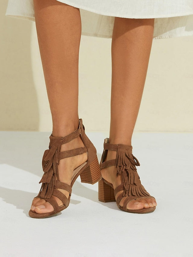 Sandales à Talon Frangé | Style Boho | Audacieuses & Confortables