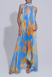 Robe Longue Plissée à Col Halter | Élégante & Fluide | Mode Statement