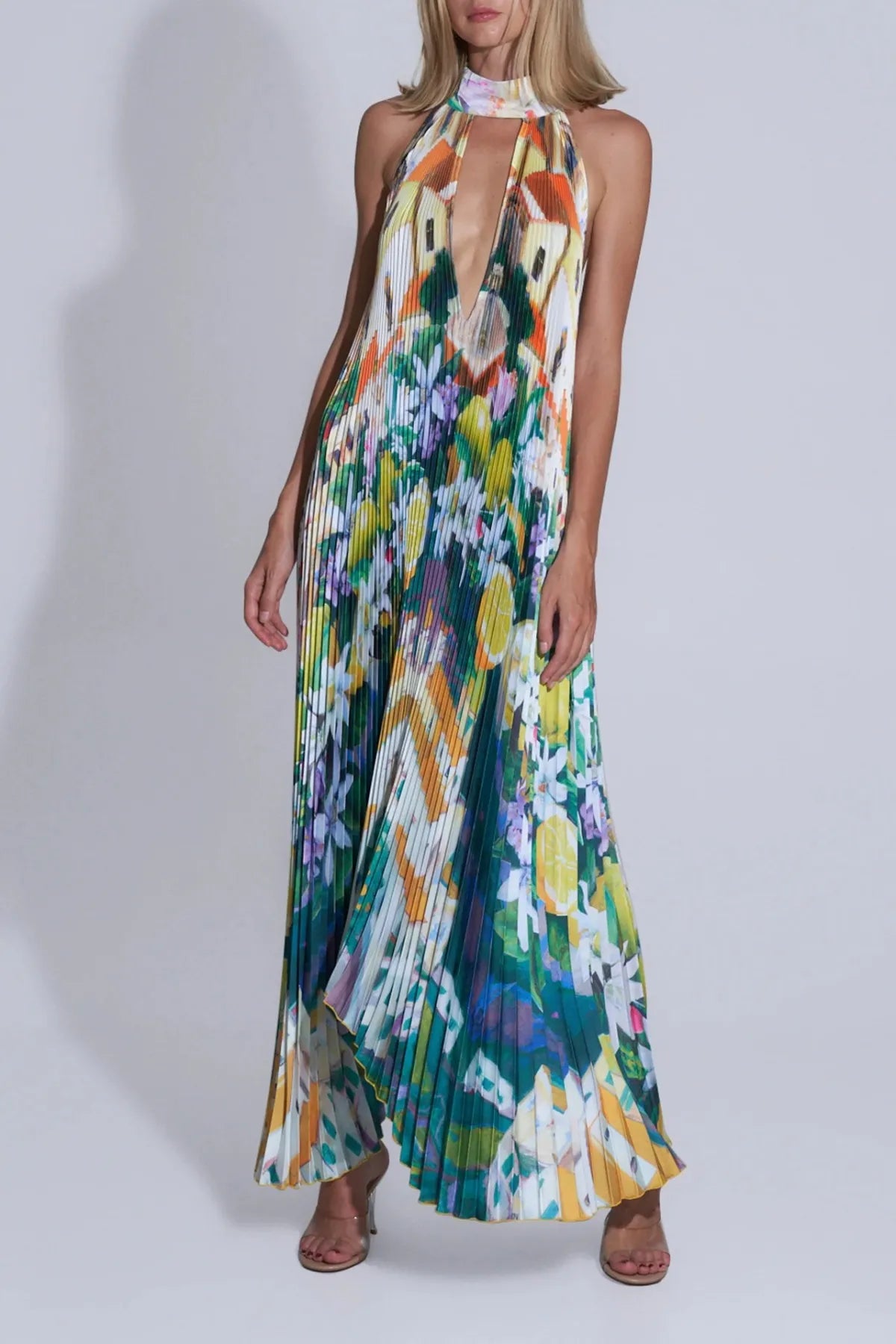 Robe Longue Plissée à Col Halter | Élégante & Fluide | Mode Statement