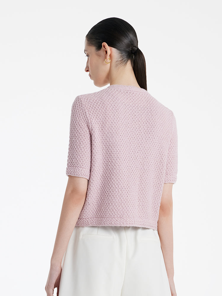 Gilet en Maille Texturée | Manches Courtes | Élégant & Minimal