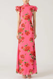 Robe Longue Fleurie à Volants | Élégante & Féminine | Idéale pour les Grandes Occasions