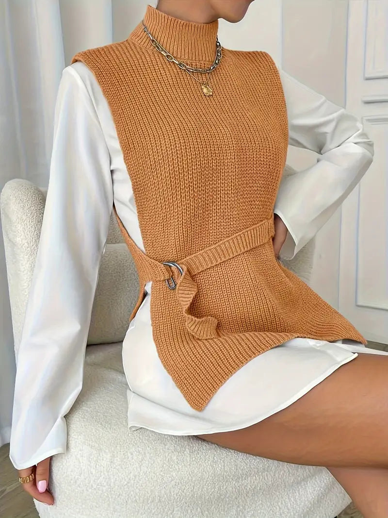 Pull Sans Manches Col Roulé | Élégant & Polyvalent | Idéal pour Superposer