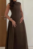 Robe Longue Élégante à Col Montant | Noire | Intemporelle et Sophistiquée