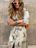 Robe Satinée Imprimée Animaux | Chic & Originale | Parfaite pour l'Été et les Soirées