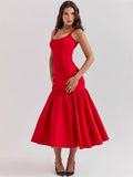 Robe Midi Élégante à Volants | Chic | Féminine et Intemporelle