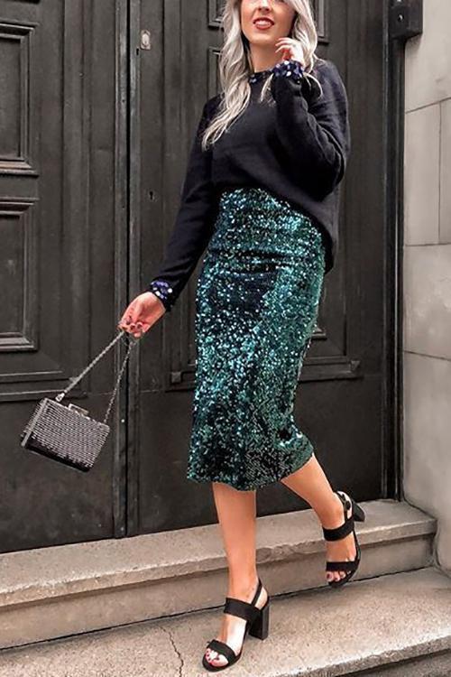 Jupe Midi à Paillettes | Glamour & Chic | Idéale pour les Fêtes