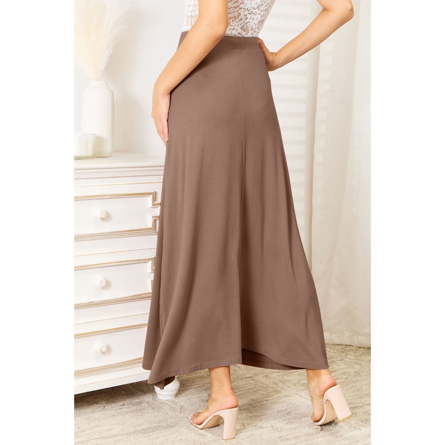 Jupe Longue Taille Haute | Ceinture Ajustable | Élégante et Fluide