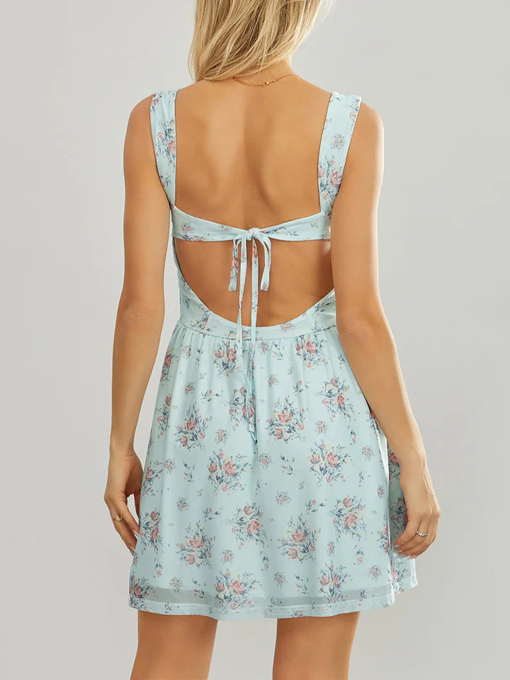 Robe Courte Fleurie | Bleu Ciel | Indispensable Romantique d’Été
