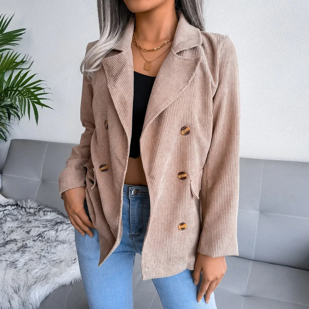Blazer en Velours Côtelé | Double Boutonnage | Élégant et Décontracté