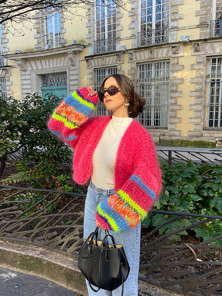 Gilet en Maille Épaisse à Rayures | Coloré & Douillet | Parfait pour les Jours Frais et les Looks Urbains Stylés