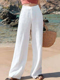 Pantalon en Lin | Blanc | Large et Respirant