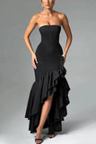 Robe Bustier à Volants | Élégante & Glamour | Parfaite pour Mariages et Grandes Occasions