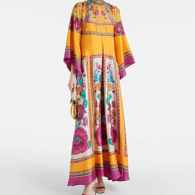 Robe Longue Caftan Imprimée | Élégante & Fluide | Chic Bohème