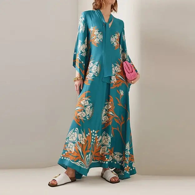 Robe Longue Caftan Imprimée | Élégante & Fluide | Chic Bohème