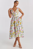 Robe Midi Fleurie | Corsage Structuré & Jupe Évasée | Élégance Fraîche