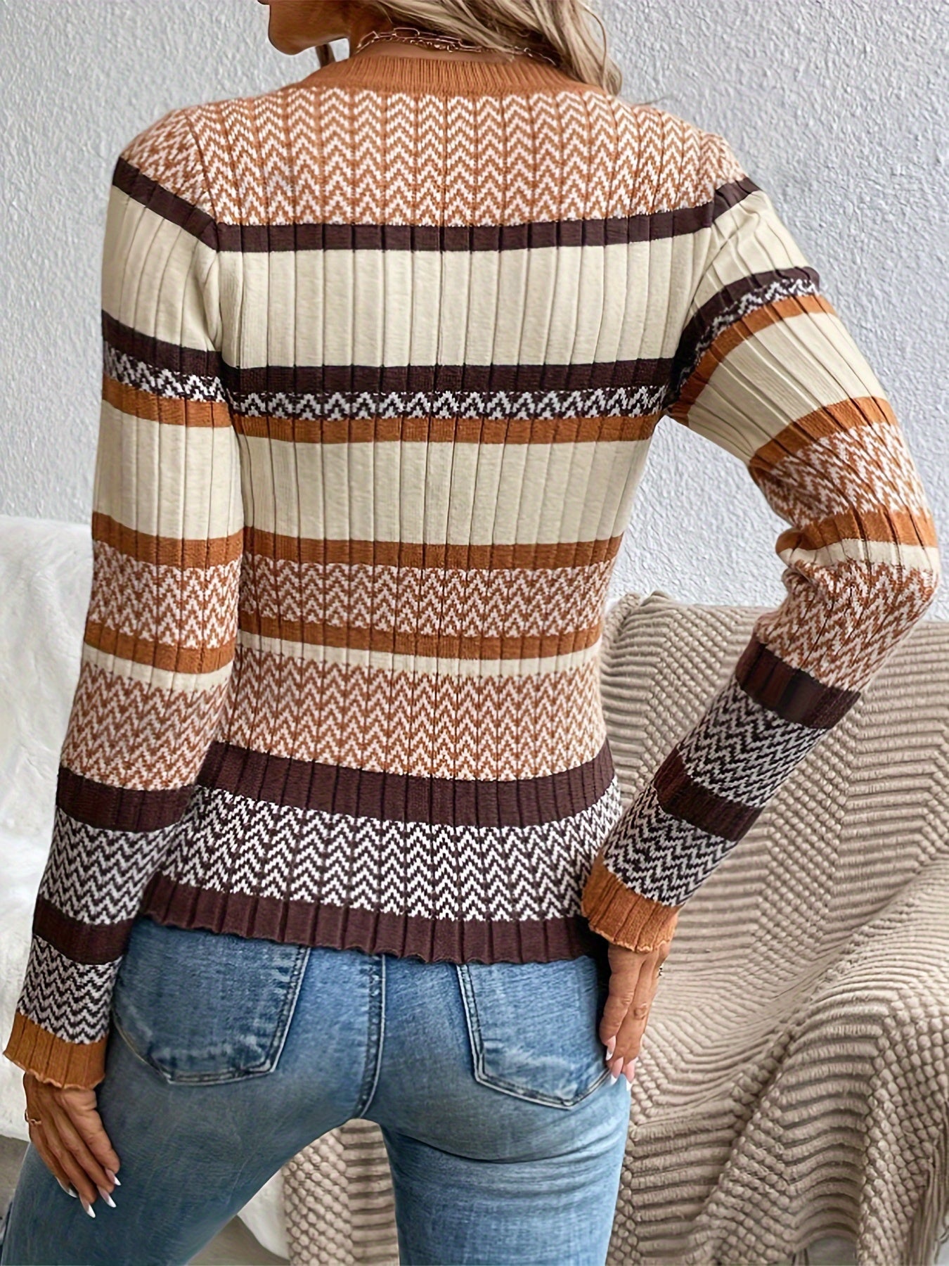 Pull Côtelé à Rayures | Doux & Tendance | Idéal pour l'Automne & l'Hiver
