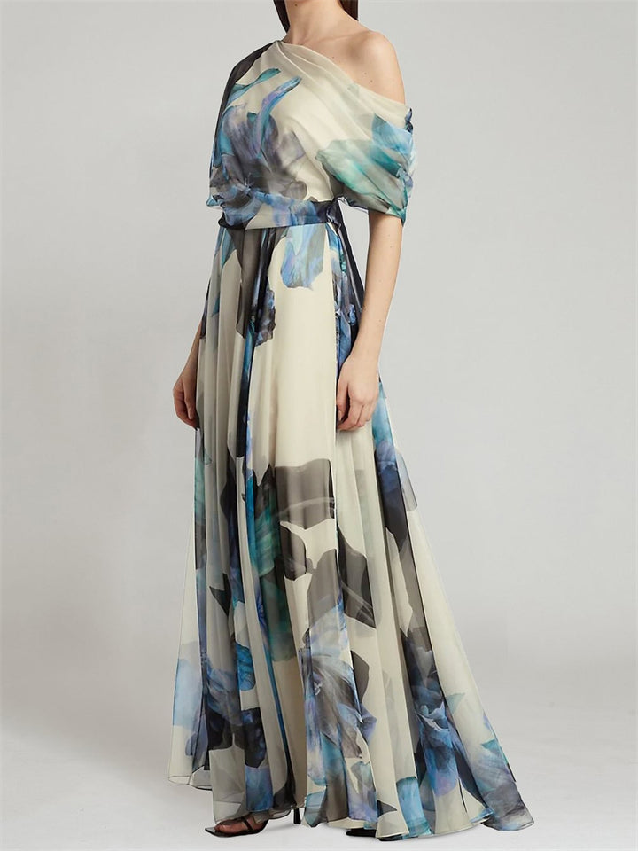 Robe Longue en Mousseline Fleurie | Fluide & Féminine | Parfaite pour Mariages & Événements