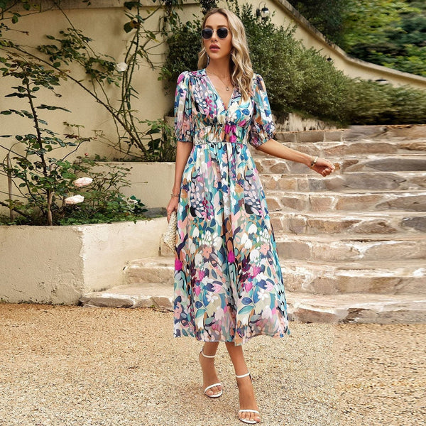 Robe Midi Fleurie | Chic d'Été | Légère et Colorée